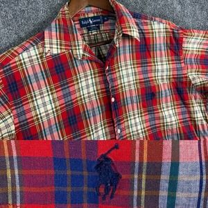 Ralph Lauren Plaid Shirt Mens M‎ Short Sleeve Button Up Classic Fit Cotton